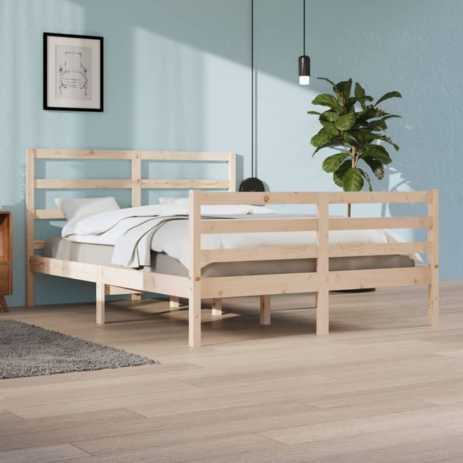 Cadre de lit Blanc 160 x 200 cm Bois de pin massif Cadre de lit Blanc 160 x 200 cm Bois de pin massif