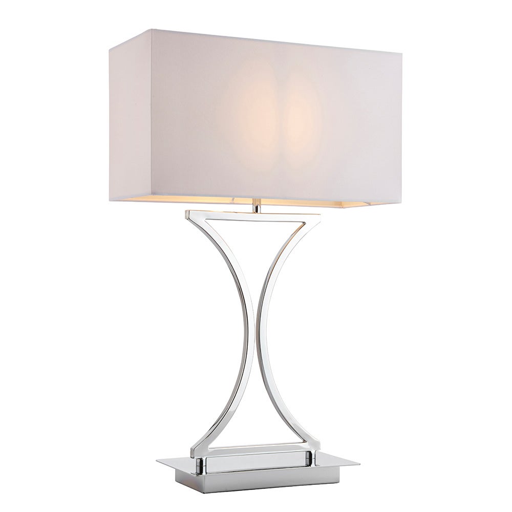 Lampa stołowa ozdobny korpus EPALLE chromowana-biała 1xE14x60W metal wym:58,5x36x16cm IP20 Endon