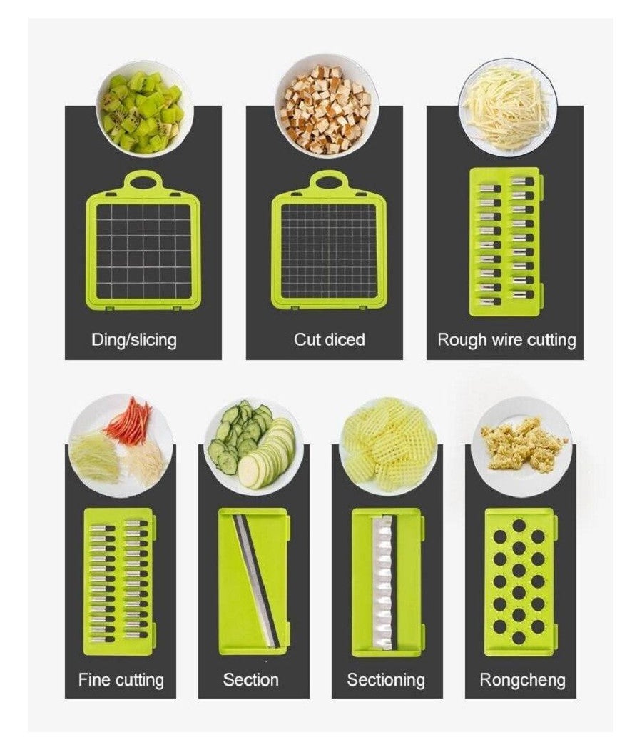 Tagliaverdure Multifunzione 22-in-1 - Mandolina Per Cubetti, Julienne, Spaghetti Con Accessori - Foto 3