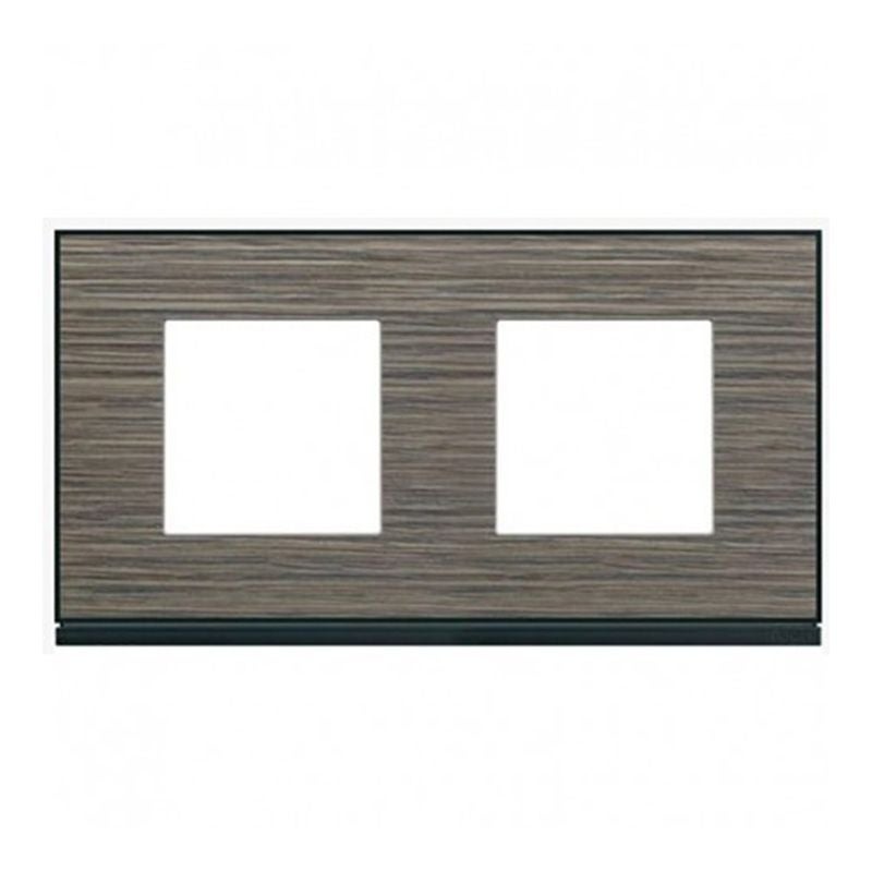 Plaque De Finition Hager Gallery 2 Postes (horizontale) - Entraxe 71 Mm, Couleur Gris/noir - Réf. WXP0212