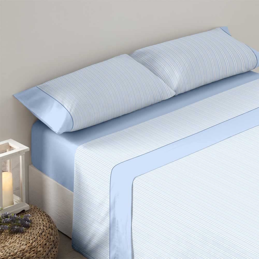 Cotton artean - juego de sábanas aries azul algodón poliéster azul cama 150