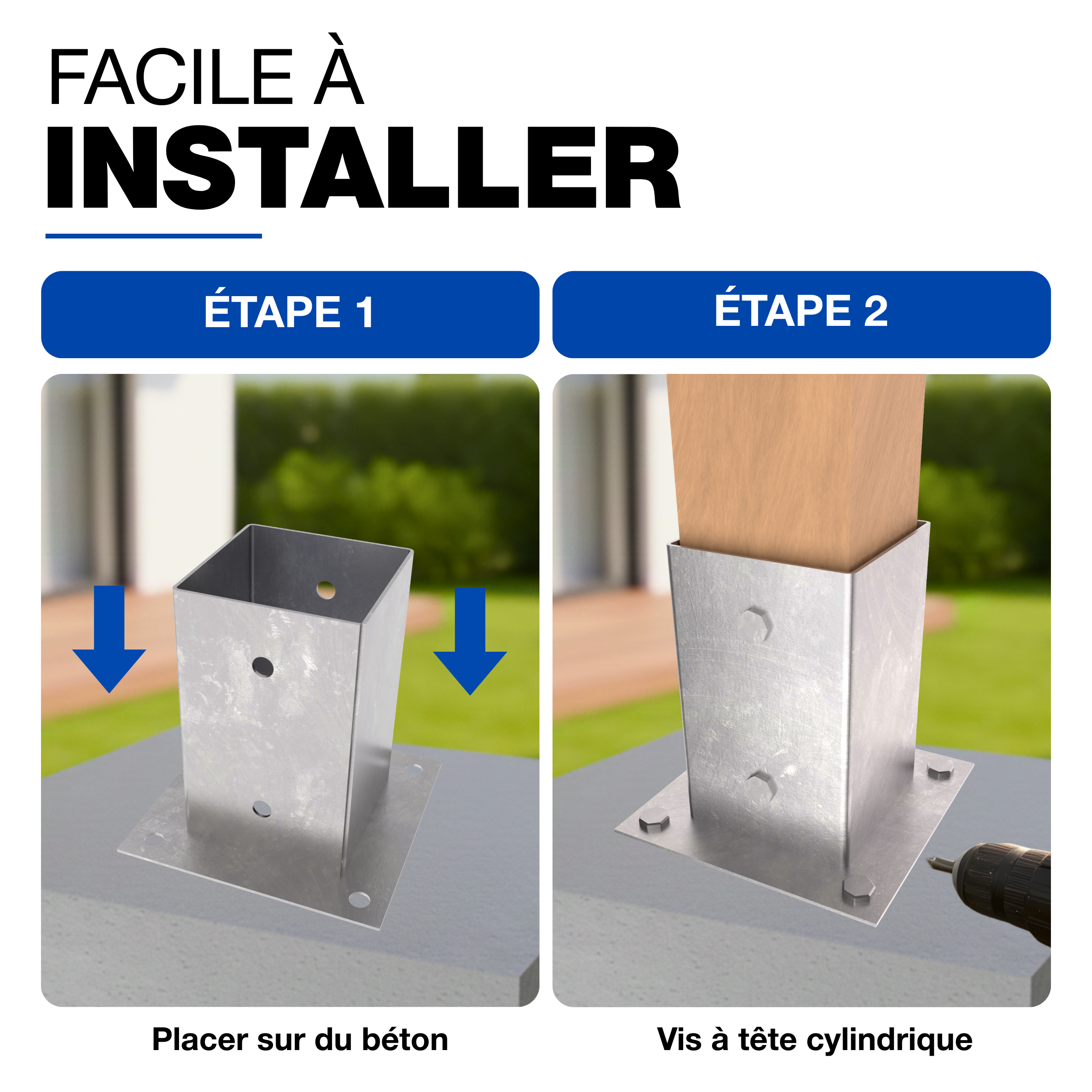 Support Poteau a Visser Galvanisé à chaud 200 x 141 x 150 mm pour bois pied platine clôture pergola angle base GeZu Impex - 3