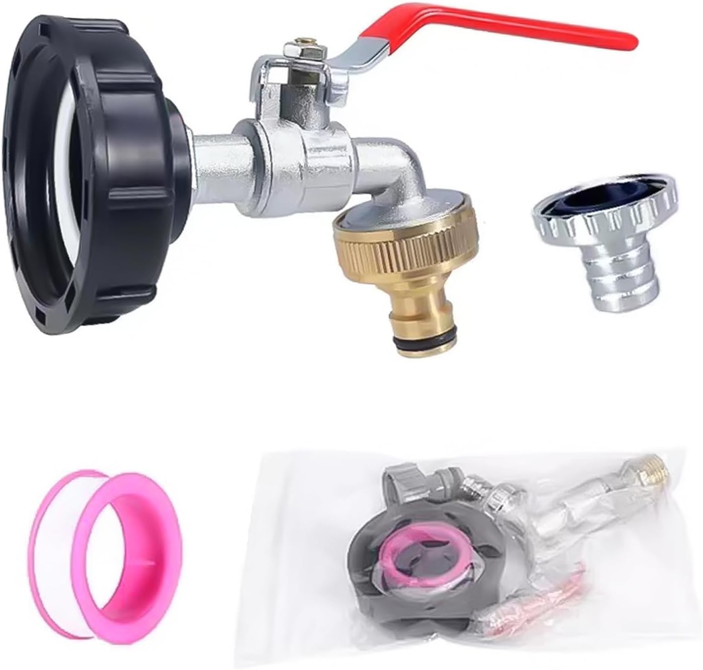 SyiXute 1 Kit Robinet IBC Col De Cygne De Cuve,Robinet D'arrêt S60 X 6,Adaptateur IBC 3/4" Pour Cuve Récupération D'eau De Pluie 1000 Litres Avec Raccord Rapide