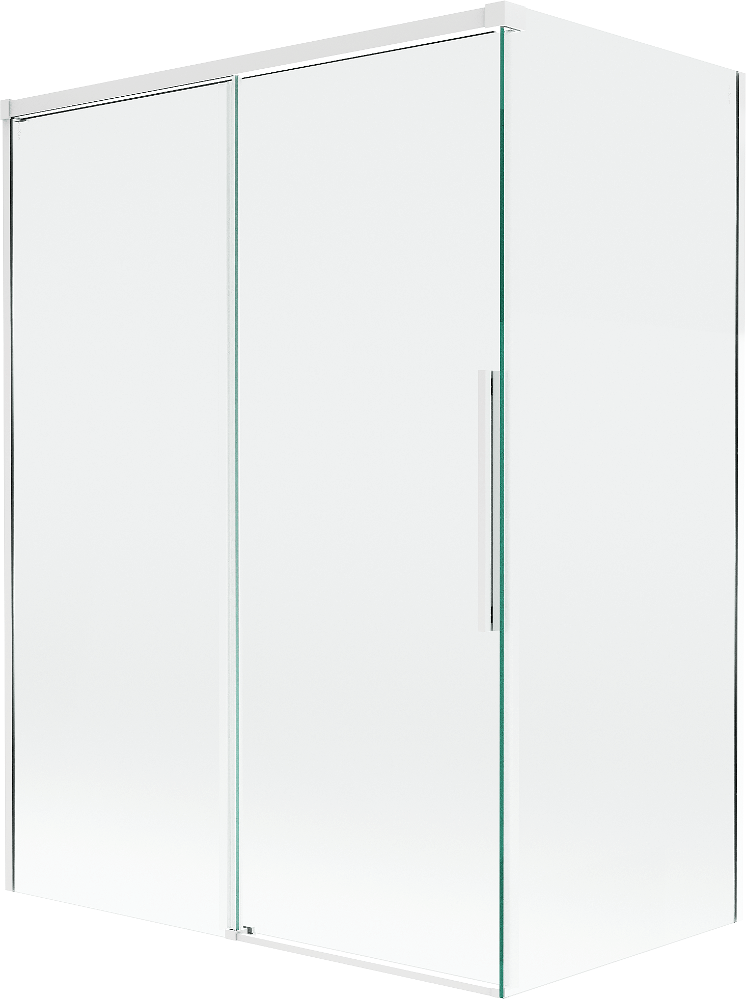 Mexen Rox parawan nawannowy 2-skrzydłowy rozsuwany 120 + 70 x 150 cm, transparent, biały - 8C9-120-070-20-00