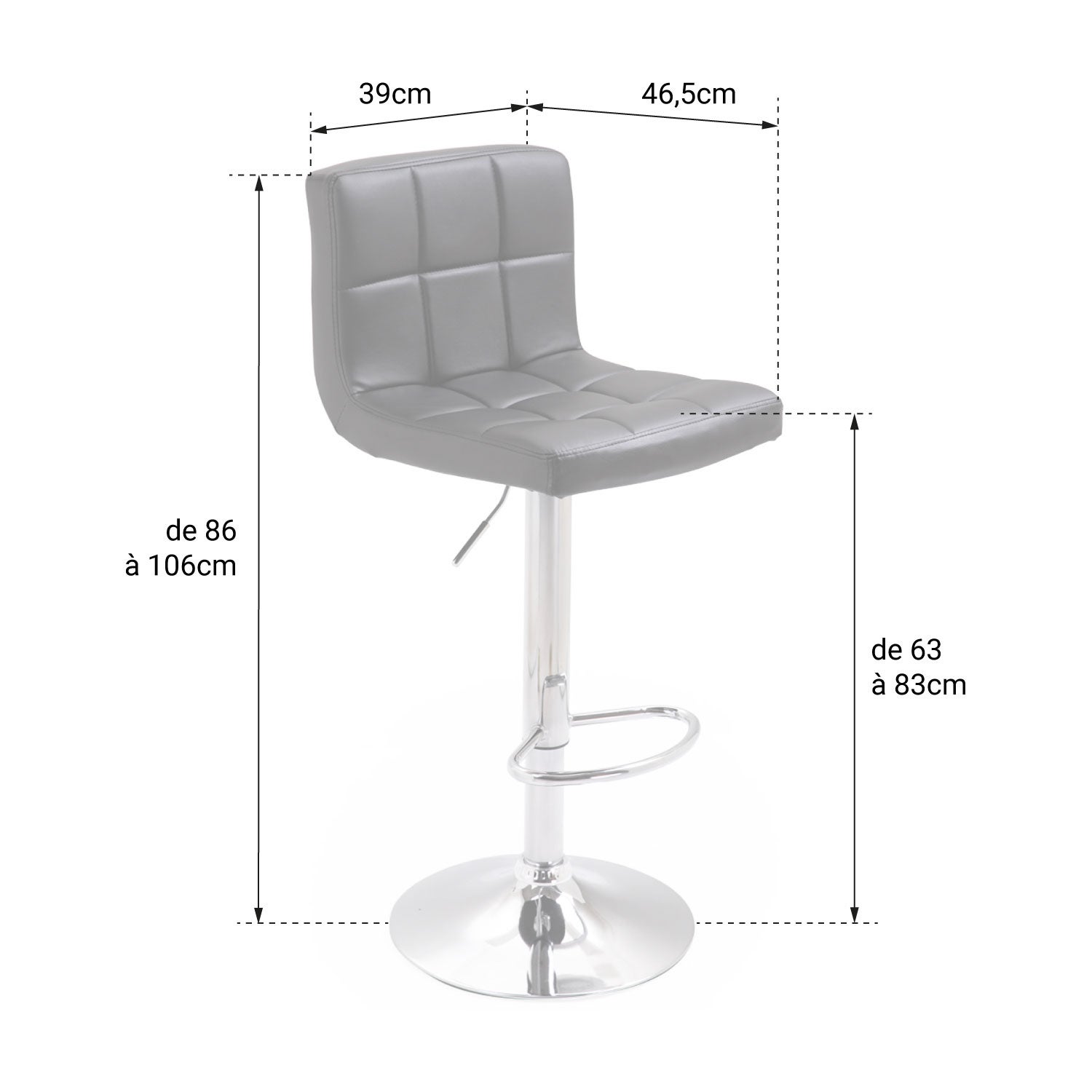 Lot de 2 tabourets de bar blanc MIKE - 5