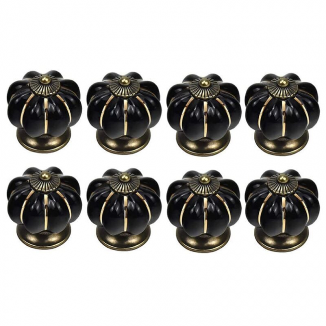 Klamka do drzwi przesuwnych - Uchwyt meblowy - Stop cynku - 8 sztuk - 4*4 cm - Czarny