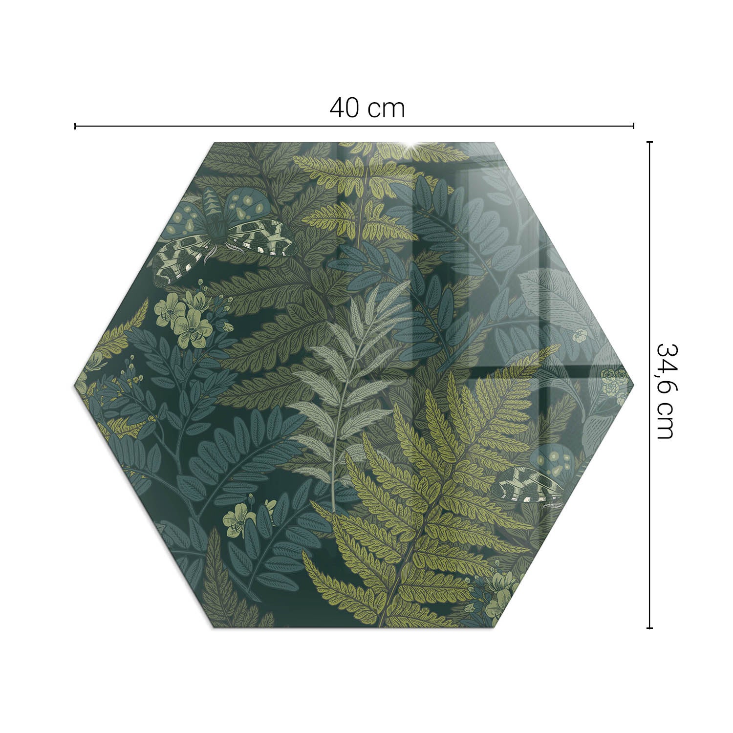 Ochronna szklana podkładka pod kominek - 40 cm - Motywy roślinne z motylami - TULUP - 2
