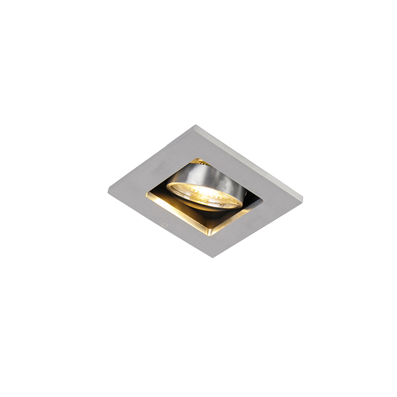 Qazqa reflektory wpuszczane - Qure - aluminium, gu10, max. 50w, kompatybilny z żarówką LED, 10cm, kwadratowy, IP20oświetlenie
