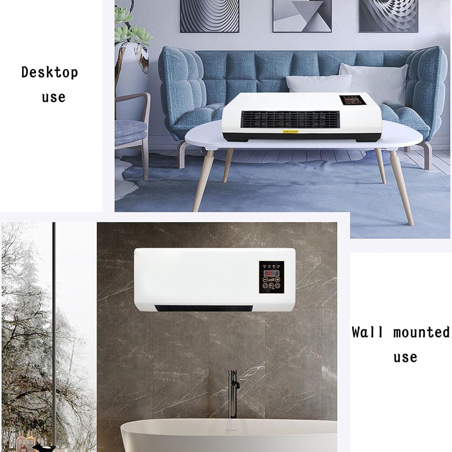 Chauffage soufflant portable 2-en-1 – Mode chaud et air frais, silencieux, bureau et chambre - 7