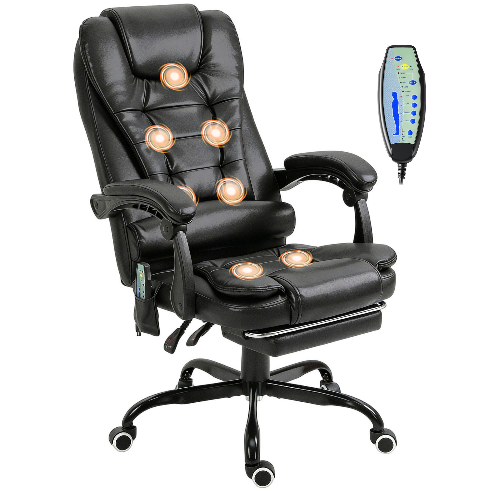 Fauteuil de bureau avec 7 points de massage,repose-pieds rétractable ...