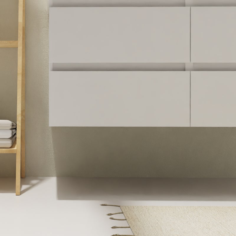 Meuble salle de bain 120 cm - Double vasque céramique - Blanc mat - A suspendre - Karaib 2 - 5