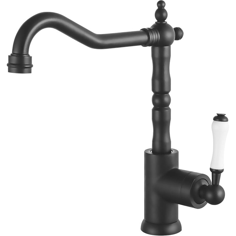 Bateria kuchenna w stylu vintage, bateria mieszaczowa, obrotowa bateria łazienkowa, jednouchwytowa, mosiężna, czarna