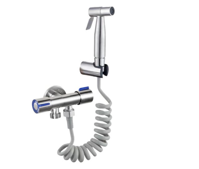 Kit Douchette WC Kit Complet avec Douchette Toilette WC, Robinet WC 3 voies et Tuyau Toilette Kit hygiene wc (douchette intime, Flexible WC et Pulvéri