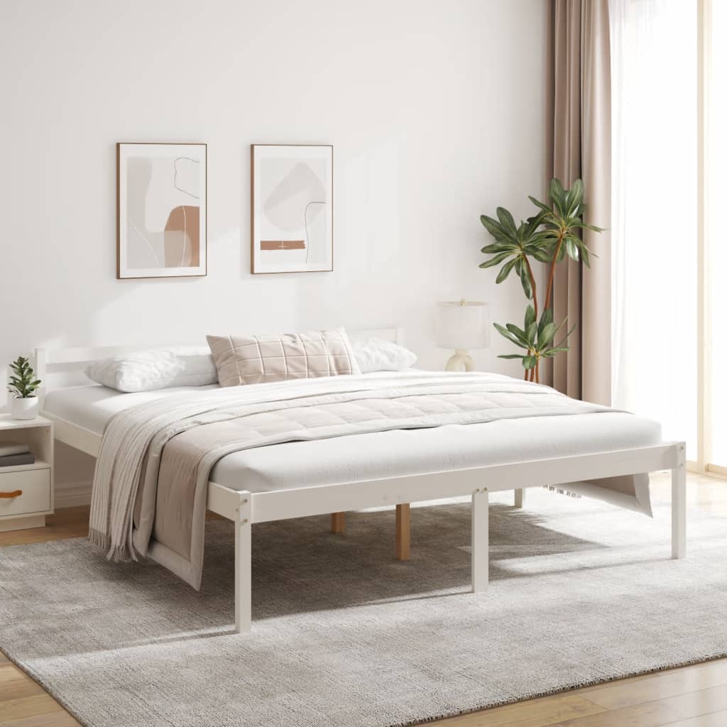 Vidaxl Estructura De Cama Madera Maciza De Pino 180X200 Cm Blanco , Leroy Merlin