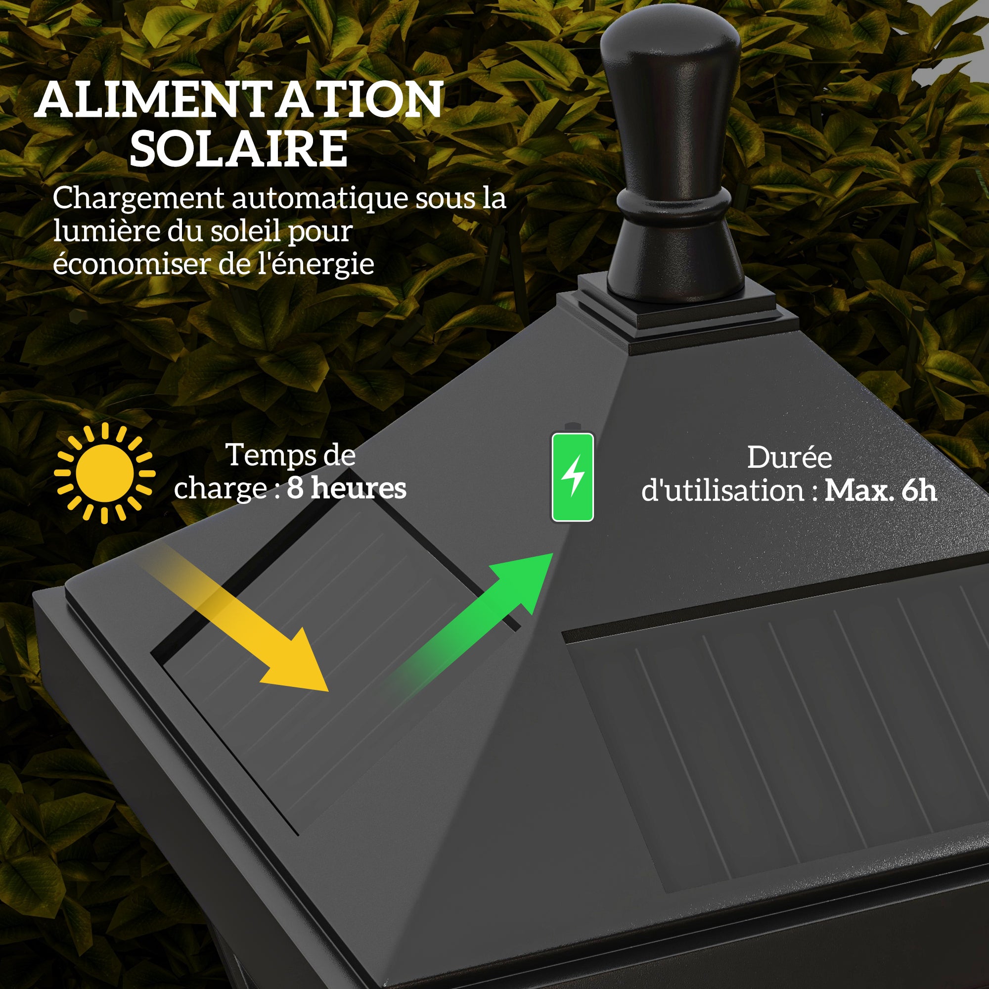 Lampadaire extérieur solaire ABS 127 cm Outsunny - 4