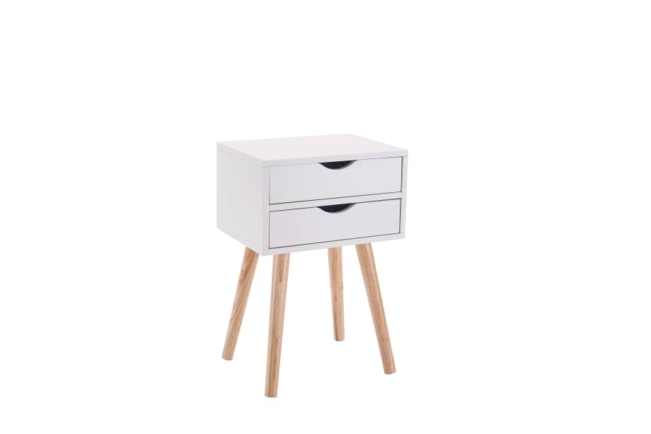 Conjunto de Dormitorio Blanco – Cabecero de 168 cm + 2 Mesitas de Noche con Patas de Madera de Haya – Estilo Nórdico Moderno en Melamina de Alta Calid - 5