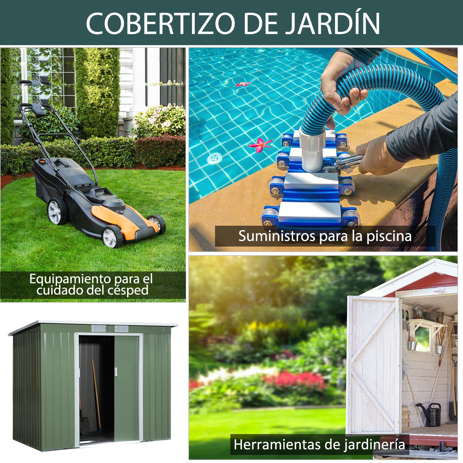 Cobertizo de jardín base de 2,1 m² Outsunny 213x130x173 cm verde - 7