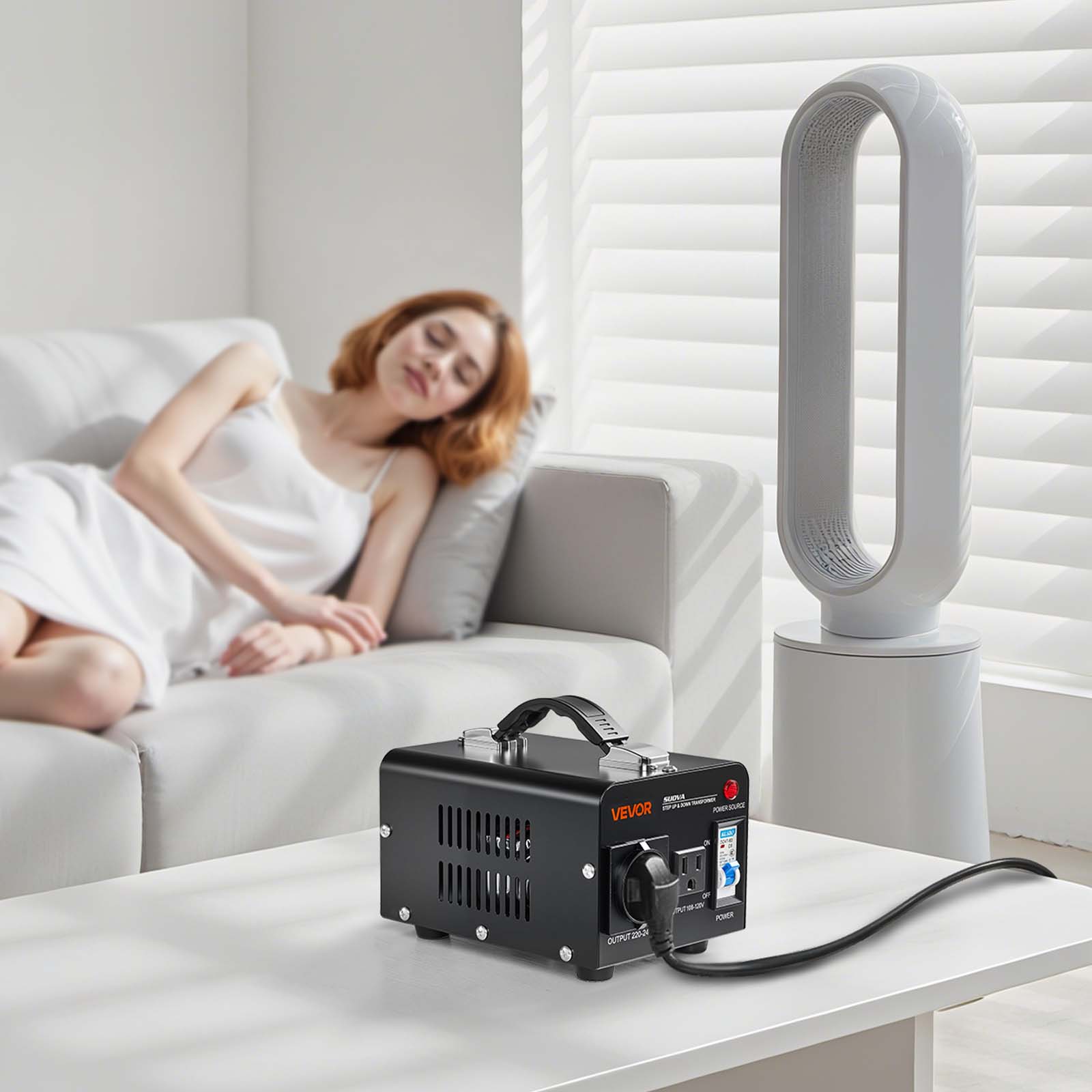 Transformateur VEVOR 220 V à 110 V et 110 V à 220 V, 500 VA, avec Prise Américaine, Prise Européenne, Cordon d'Alimentation, Protection Disjoncteur - 8