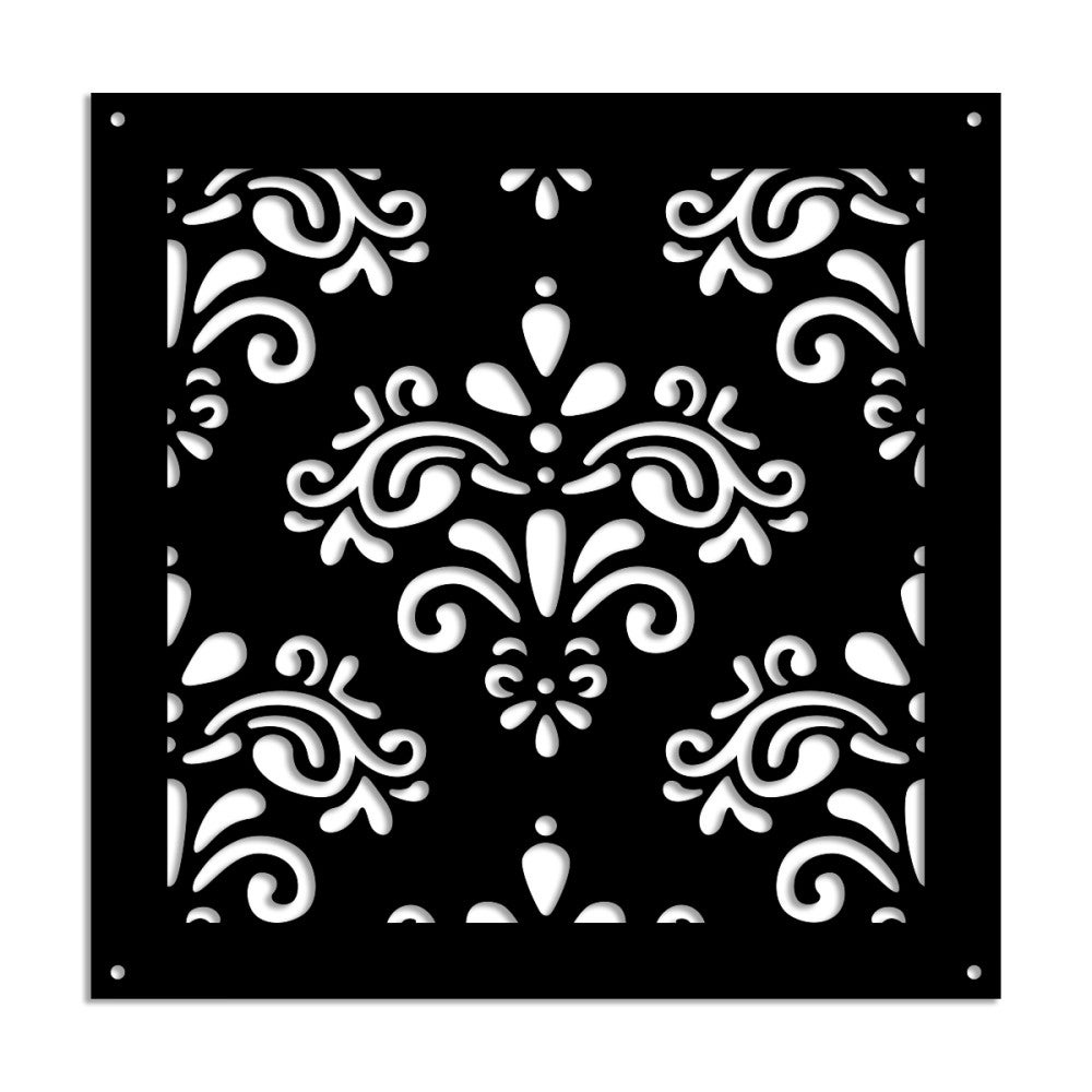 DAMASCO - Panel perforowany z PVC - Osłona przeciwsłoneczna - Rozmiar 73x73 cm - Grubość 1 cm - Kolor CZARNY