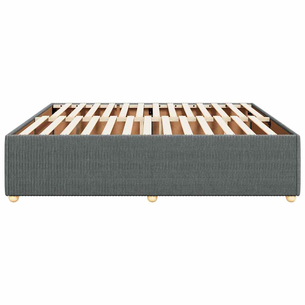 Cadre de lit sans matelas gris foncé 200 x 200 cm tissu - 5
