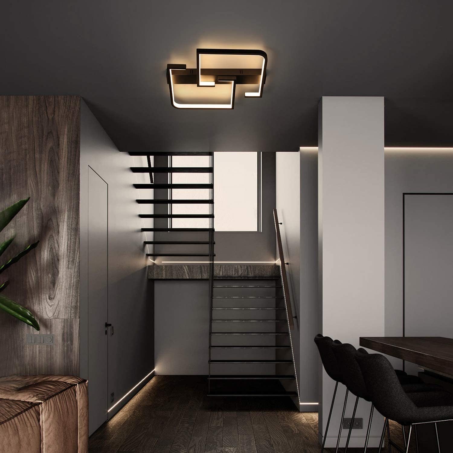 NETTLIFE Lámpara de techo LED 35W lámpara de salón negra regulable con mando a distancia lámpara de mesa de comedor de diseño moderno lámpara - 2