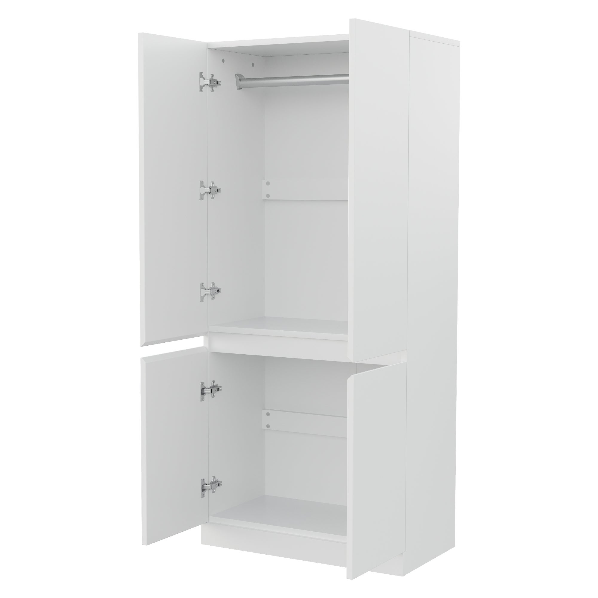 Armadio 70x40x170 cm 4 ante 2 nicchie legno bianco moderno - 8