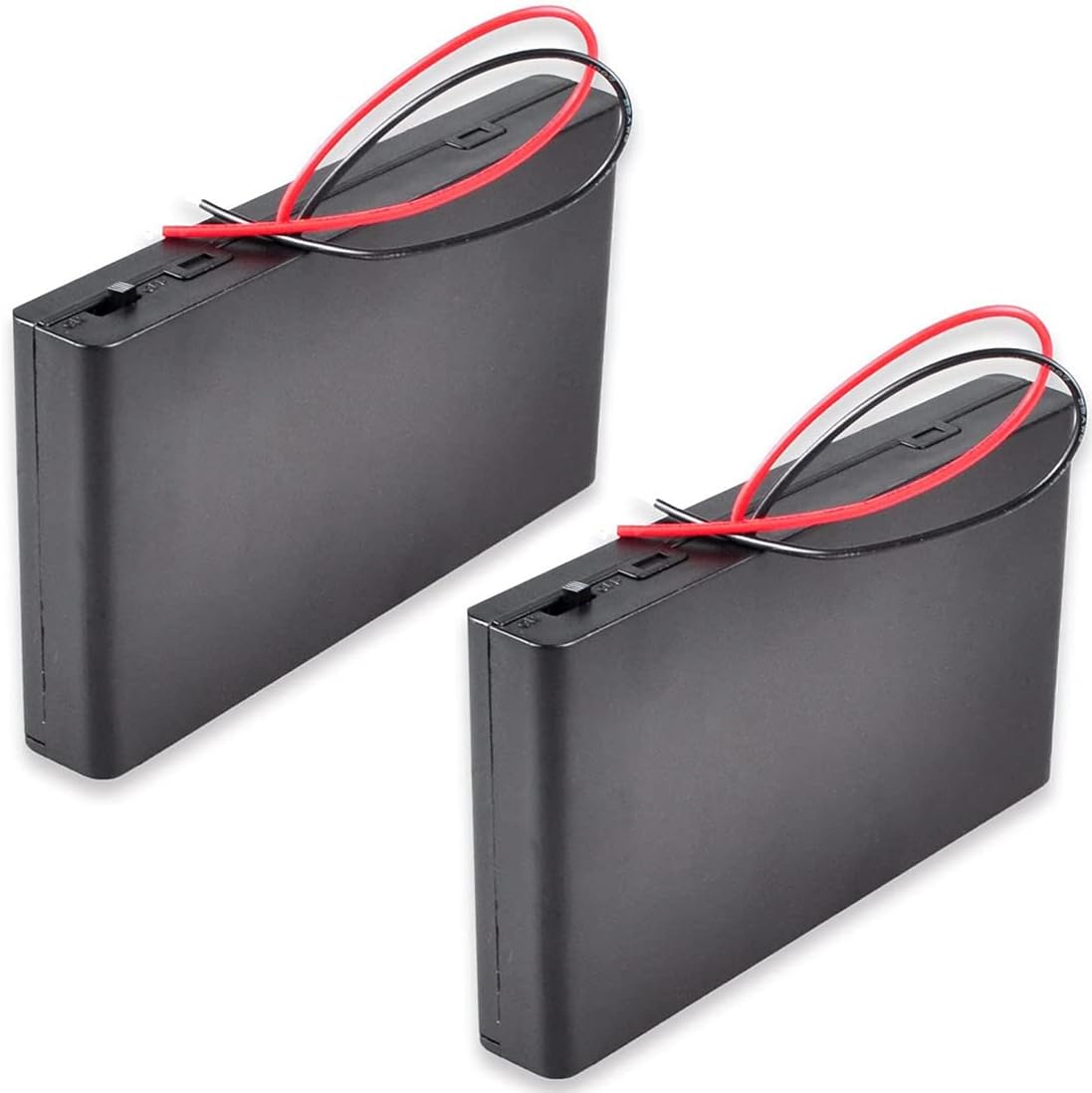2x Pudełko/Obudowa na Baterie 8xAA – Włącznik/Wyłącznik, Obudowa 12V z Przewodami i Pokrywką, Plastik