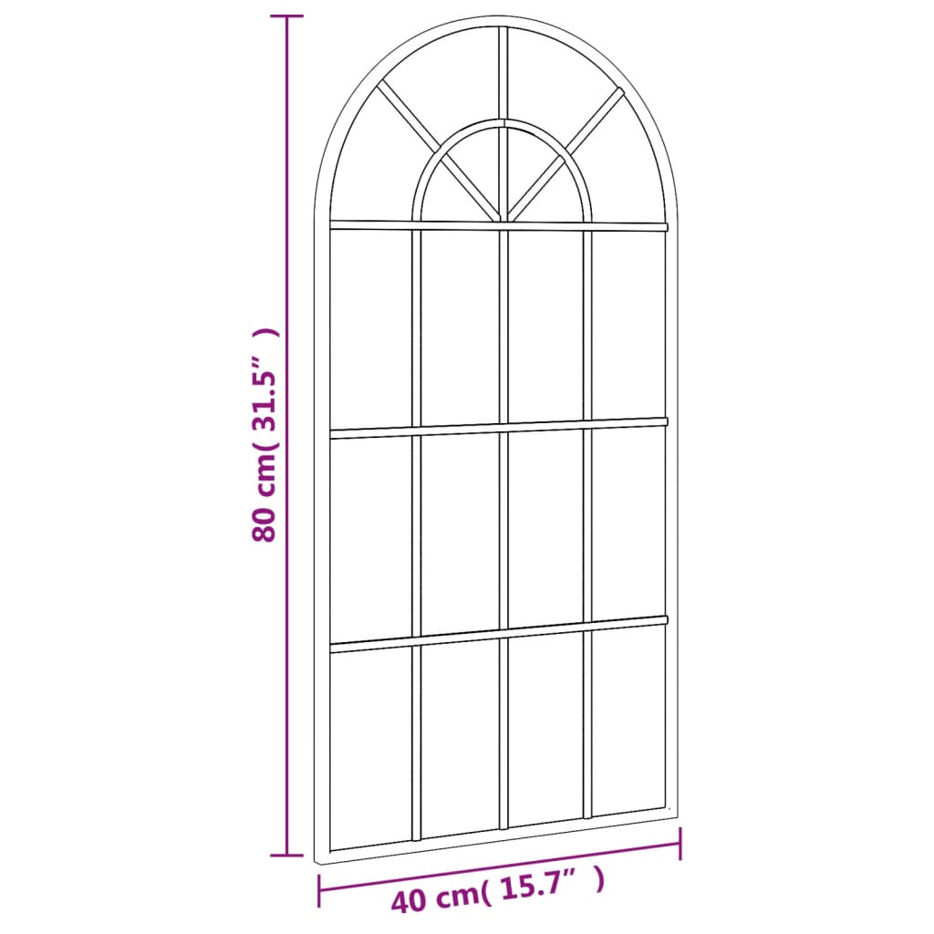 Miroir mural noir 40x80 cm arche fer - 6