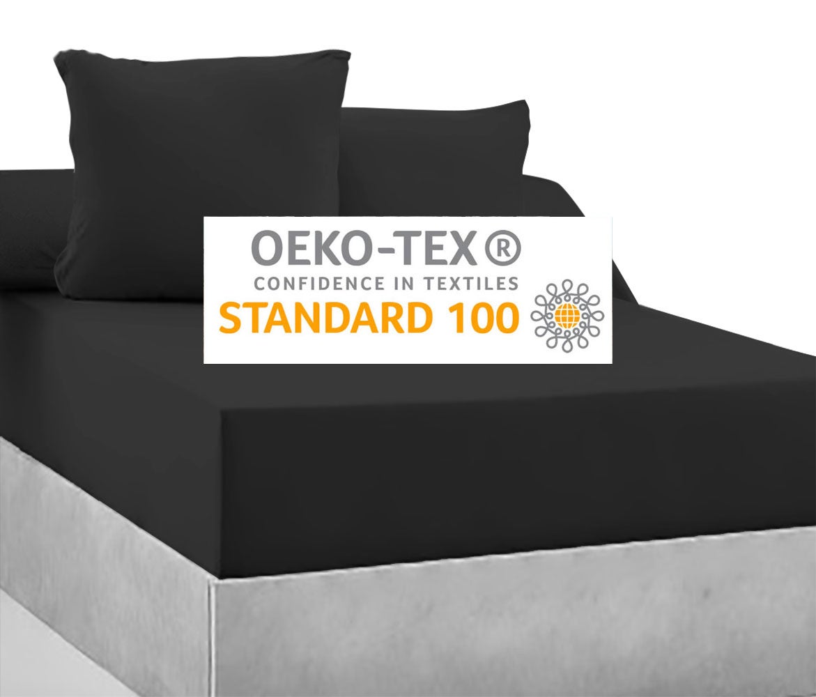 2 Taies d'oreiller 50 x 70 cm - Noir - 100% coton 57 Fils - 3
