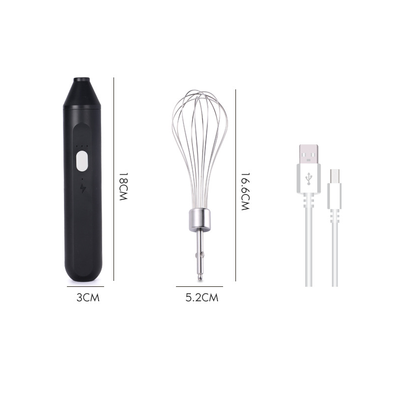 Batteur Électrique Sans Fil, Fouet Électrique Portable pour la Cuisson à la Maison (Noir) - 2