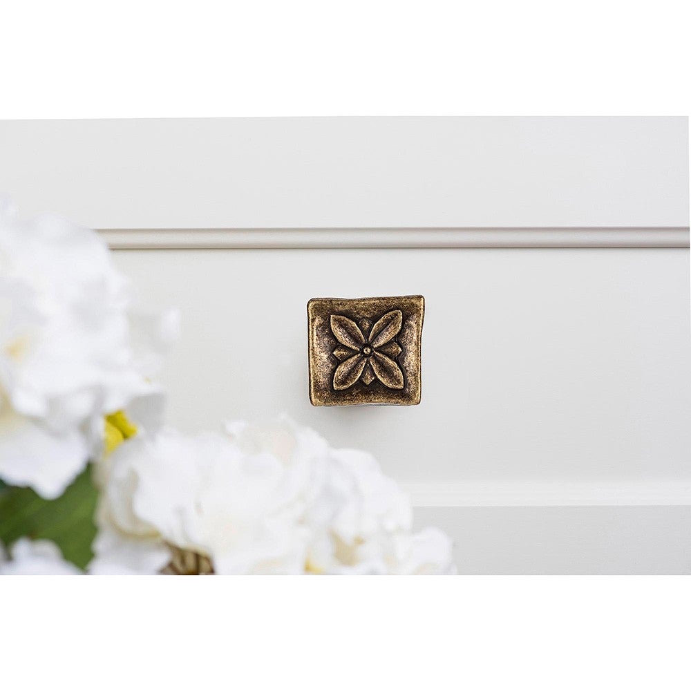 BLÍSTER COM 4 PUXADORES METÁLICOS PARA MÓVEIS, ACABAMENTO COURO ENVELHECIDO MOD.1119. 33x33mm. REI - 4