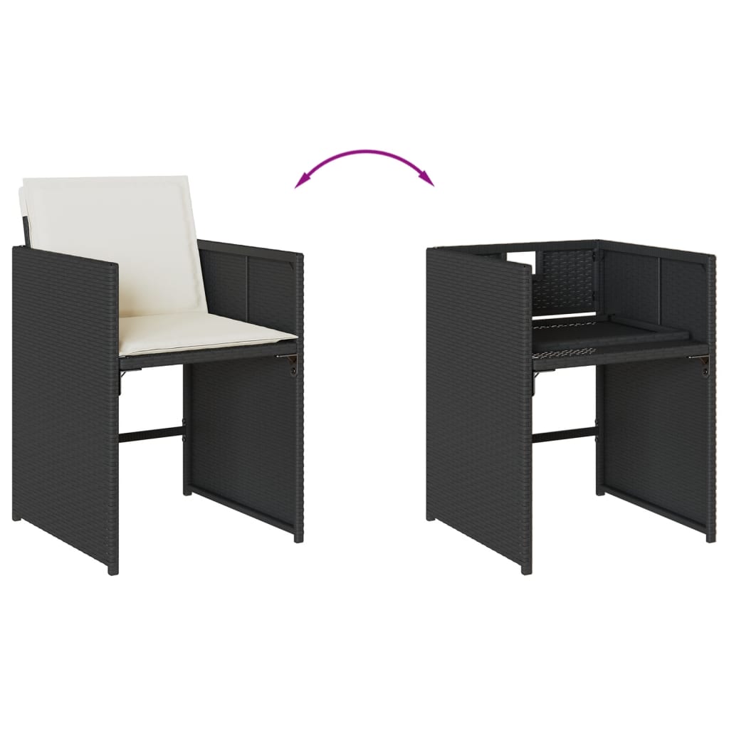Set de muebles jardín 5 piezas con cojines ratán sintético negro - 6