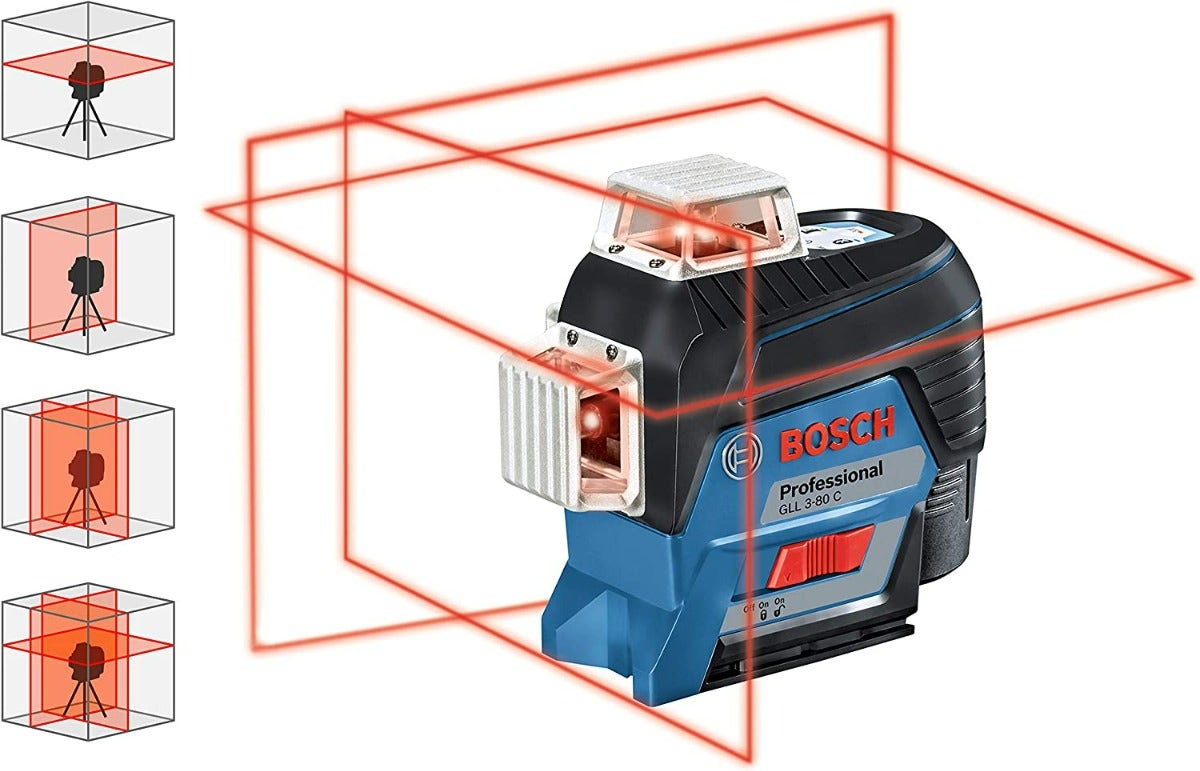 Laser a croce GLL 3-80 C + treppiede BT 150 BOSCH PROFESSIONAL - 0601063R01 - 2