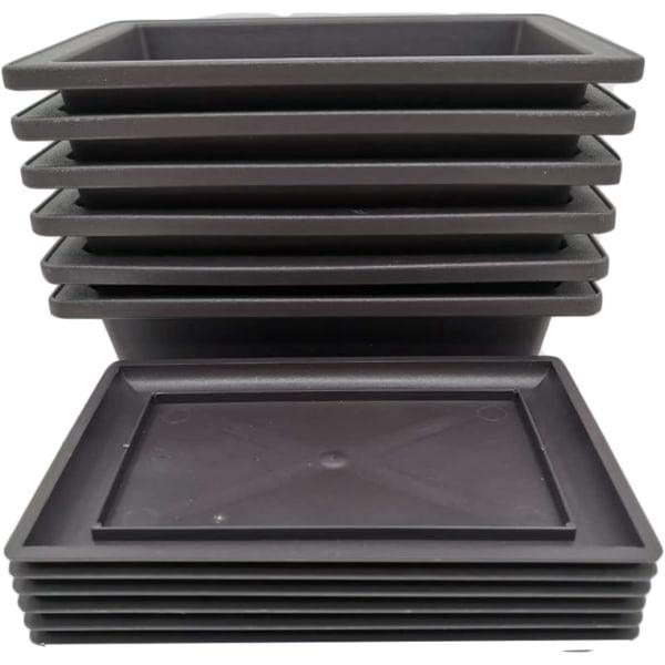 Set 6 Vasi Rettangolari Per Bonsai Con Sottovasi E Filo Di Alluminio Da 1,5/2/3 Mm - Vaso Plastica 23x17x8 Cm Per Piante Grasse E Fiori, Interno/Esterno