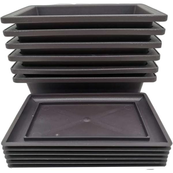 Set 6 Vasi Rettangolari Per Bonsai Con Sottovasi E Filo Di Alluminio Da 1,5/2/3 Mm - Vaso Plastica 23x17x8 Cm Per Piante Grasse E Fiori, Interno/Esterno