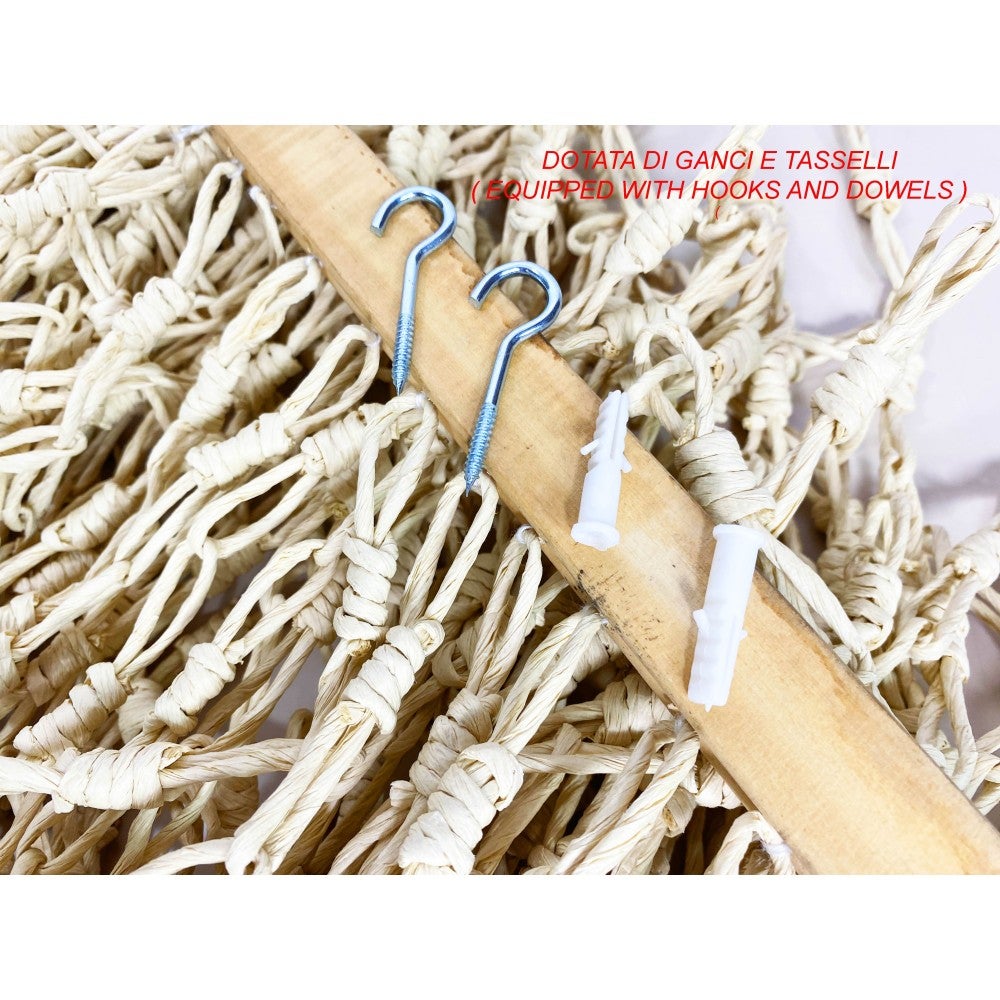 TENTE EN BOIS © avec chaînes tissées en fibre naturelle Anti-moustiques anti-bruit BEIGE Cm. 120x220 - 5