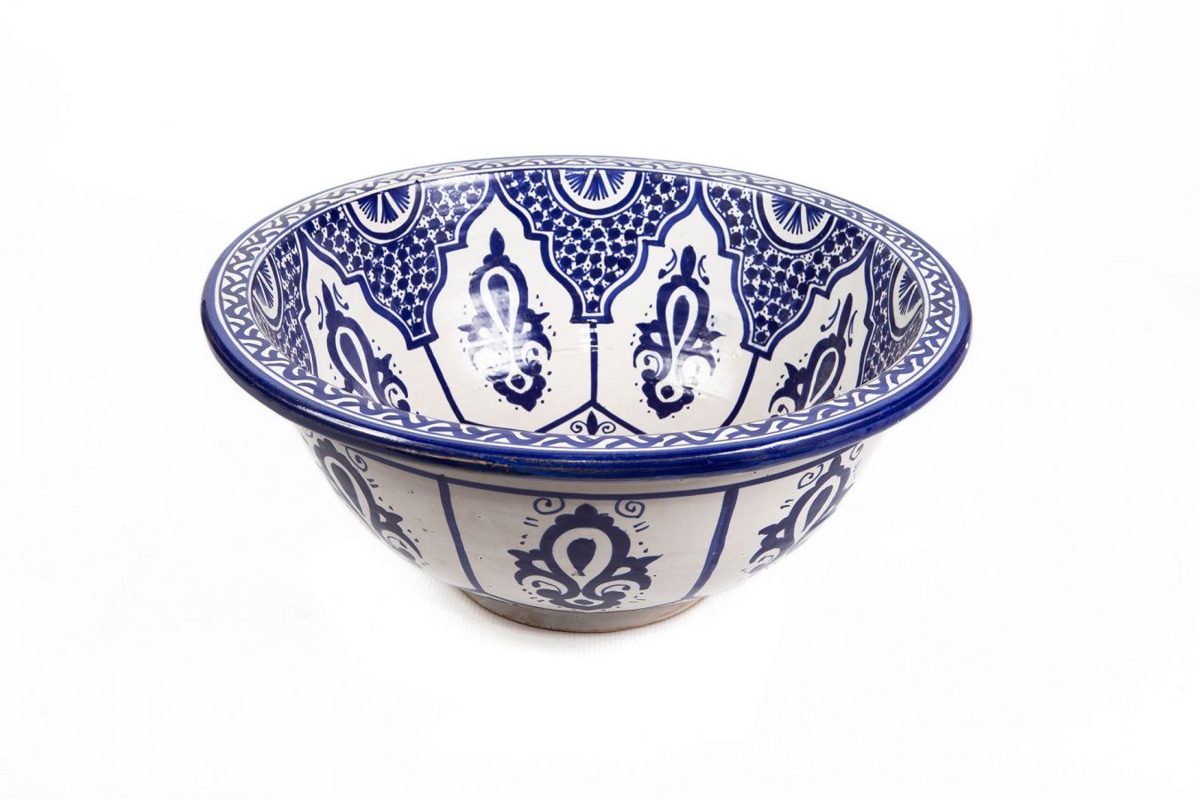 Lavabo de cerámica marroquí Saba – lavabo redondo de 41 cm para colocar hecho a mano, estilo artesanal oriental, decoración exótica diseño baño - 2