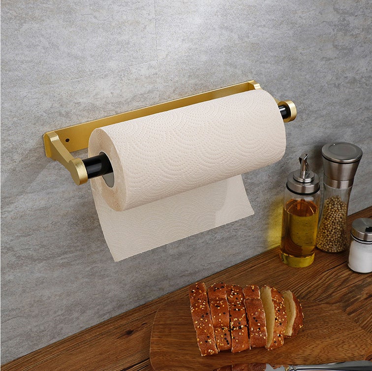 Samoprzylepny uchwyt na papier toaletowy, uchwyt na papier toaletowy, aluminiowy uchwyt na papier toaletowy Space, 32,5 x 9,8 cm, złoty
