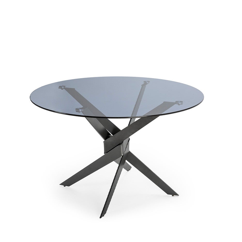 Tavolo tondo in cristallo per 4 persone grigio 120x76 cm - 4