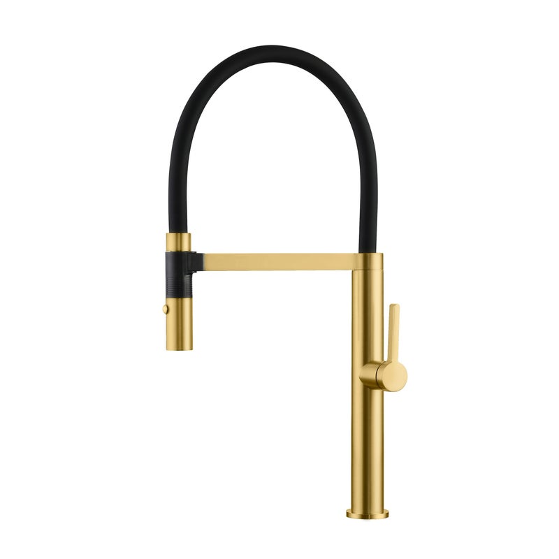 Bateria kuchenna z magnesem do wyciąganej słuchawki prysznicowej z 2 funkcjami maier look szczotkowane złoto