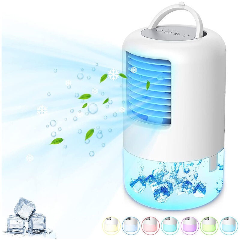 Climatiseur portable silencieux, refroidisseur d'air de 500 ml, 2 vitesses de vent, 2 modes de pulvérisation, mini climatiseur pour chambre, bureau