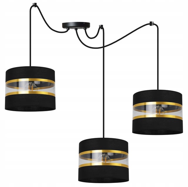 Lampa sufitowa wisząca Spider Elegance Gold boho 3xE27 abażur walec czarny Light Home LH