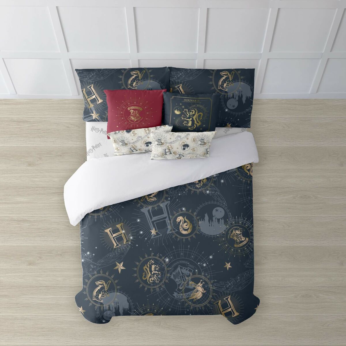 COTTON ARTean Copripiumino 144 Fili 100% Cotone - Letto 135, Grigio Bluastro 220x220 Cm + Federa - 3