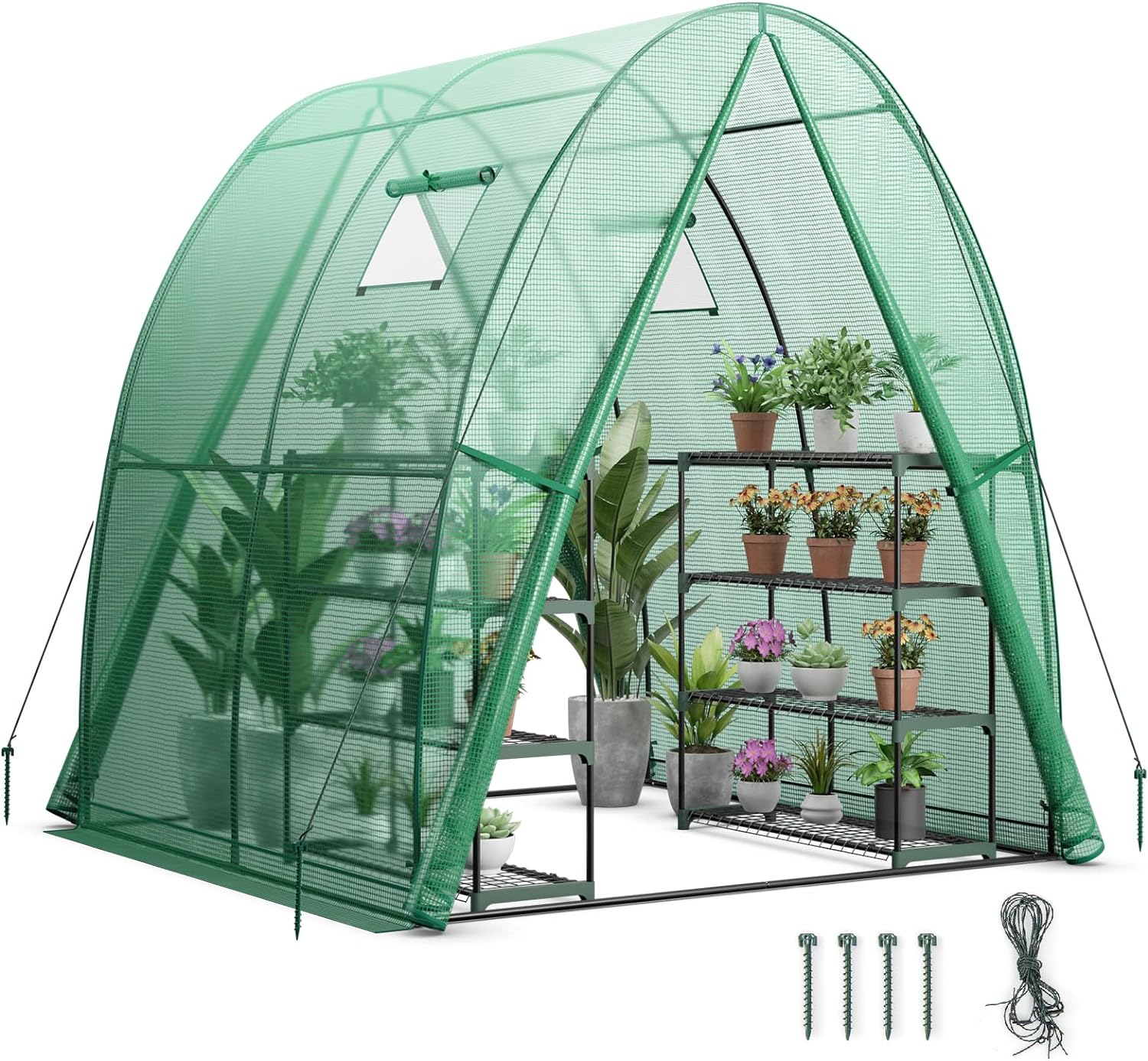 Szklarnia ogrodowa z pokrowcem z PE odpornego na warunki atmosferyczne, tunel szklarniowy, 181 x 181 x 200 cm (zielony)