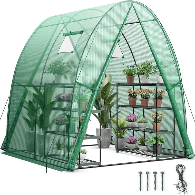 Szklarnia ogrodowa z pokrowcem z PE odpornego na warunki atmosferyczne, tunel szklarniowy, 181 x 181 x 200 cm (zielony)