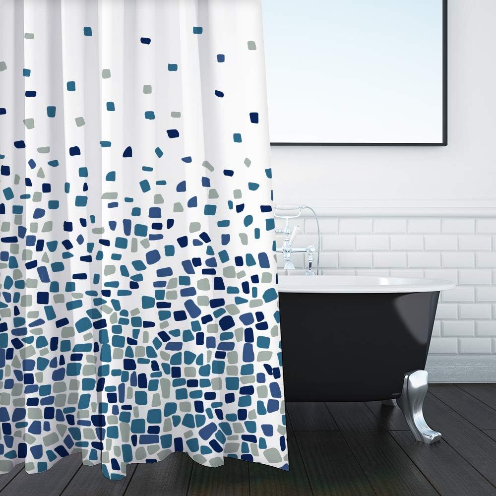 Zasłona prysznicowa do wanny i łazienki, zmywalna, antybakteryjna i przeciwgrzybiczna, 180 x 180 cm (71 x 71 kieszeni) | 100% poliester (mozaika)
