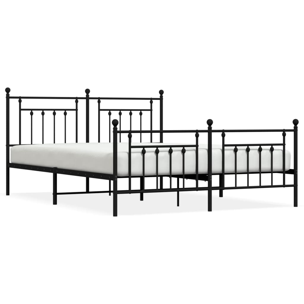 Estructura cama sin colchón con estribo metal negro 180x200 cm vidaXL - 2