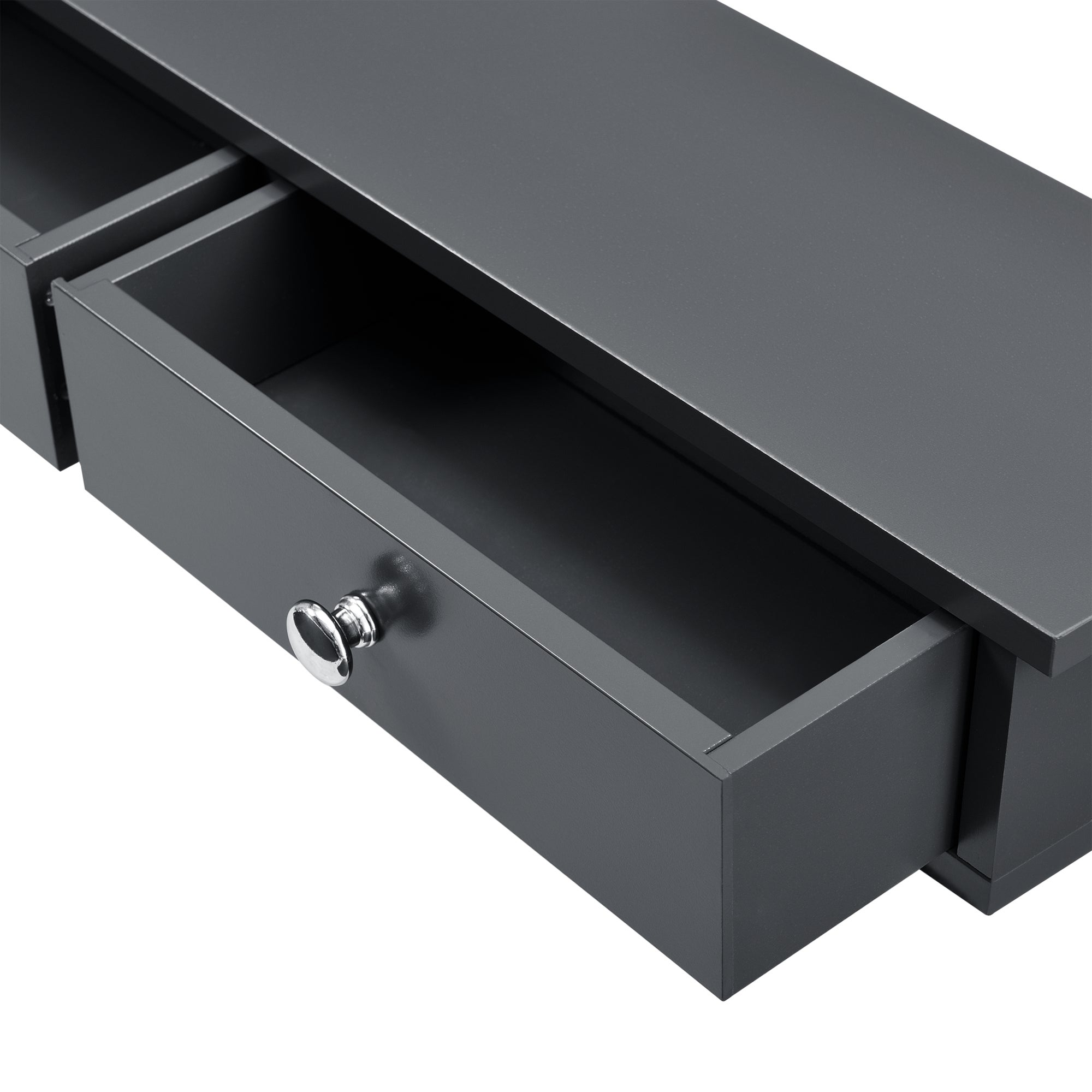 Étagère Murale Stylée avec 2 Tiroirs Meuble de Rangement Design pour Entrée Salon Chambre MDF Laqué 10 x 60 x 15 cm Gris Foncé [en.casa] - 3