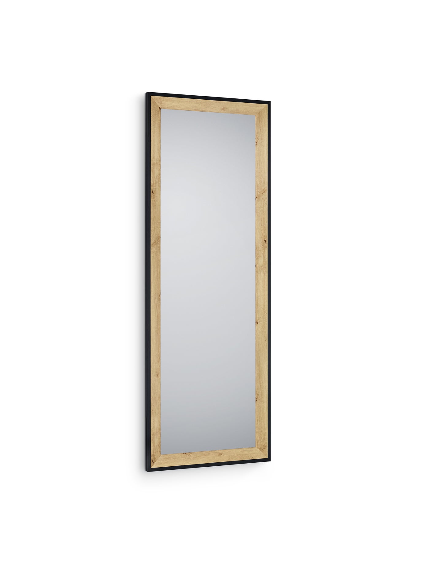 Miroir Rond 51 Cm Avec Cadre Noir Et Sangle Cuir PV - Décoration Murale Style Industriel Ou Bohème - Pour Salon, Chambre, Entrée