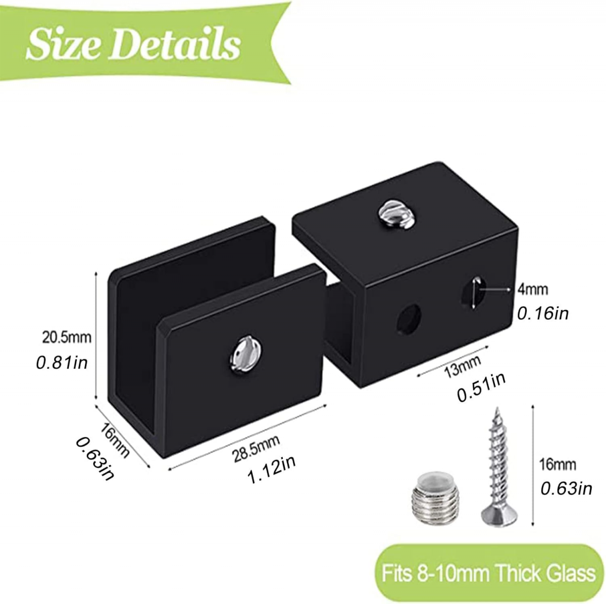 12 Pièces Pince à Verre Garde Corps, Support D'Étagère En Verre Clip, Support d’Étagère En Verre Réglable Aluminium, Métal Support d'Angle En U - 2